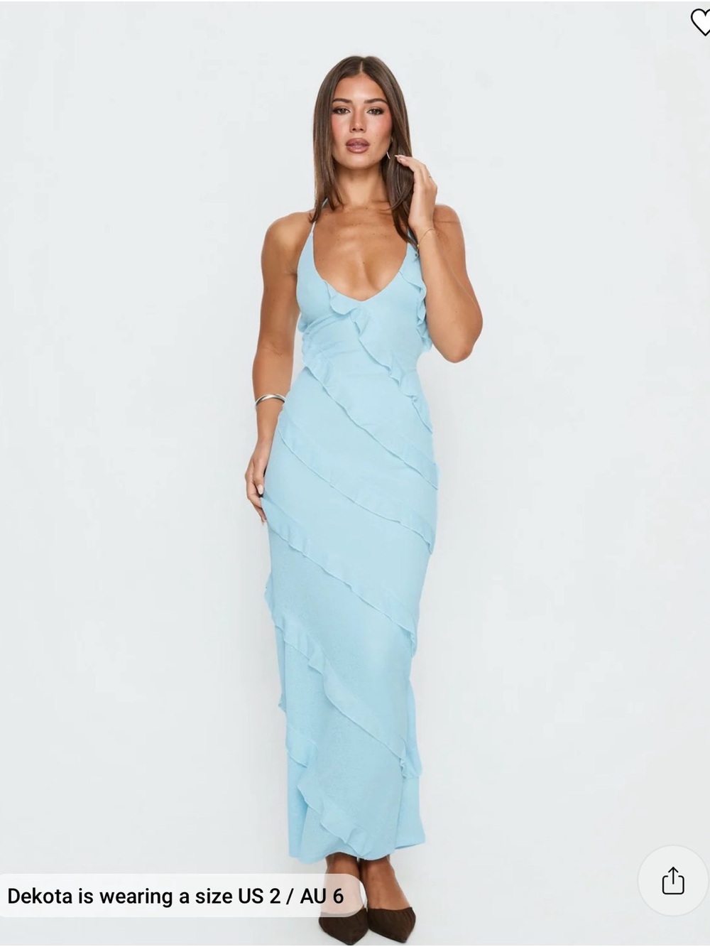 Sleeveless Ruffle Detail Maxi Dress in Light Blue